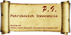 Petrikovich Innocencia névjegykártya